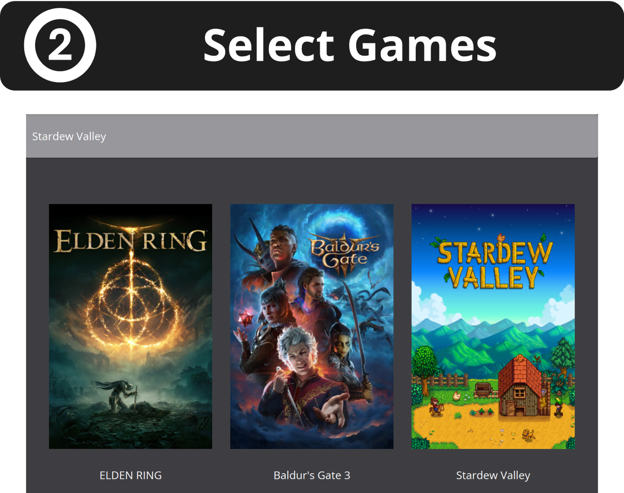 Image of 2nd step in program: Select games